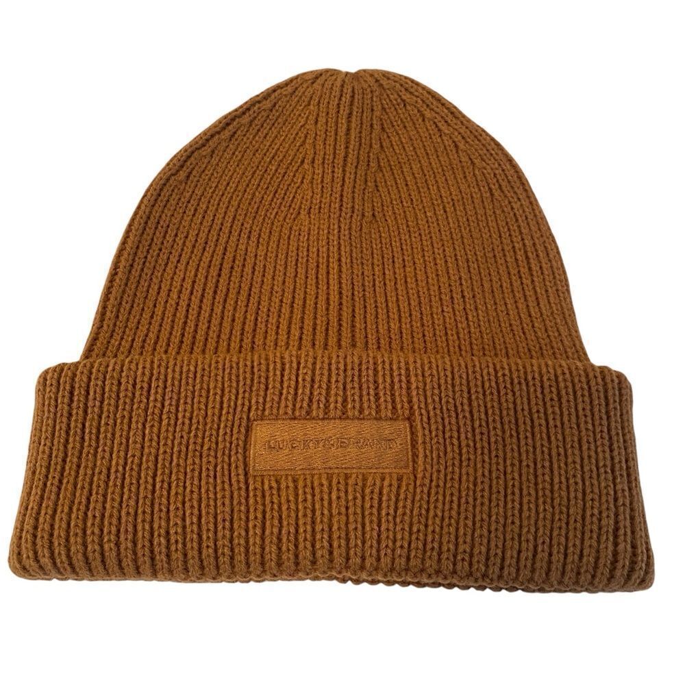 Solid Knit Lucky Brand Unisex Logo Beanie.